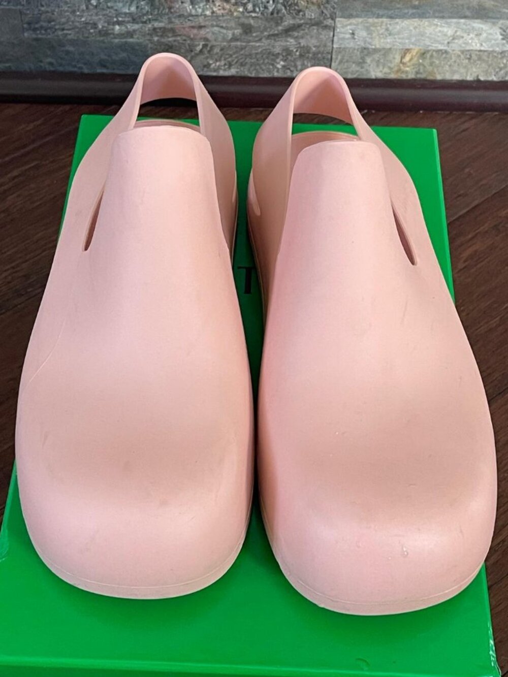 Bottega Veneta Pink Rubber Slingback Sandals– Size 44EU / US11